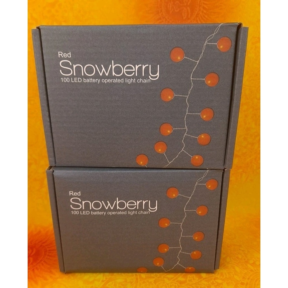 Set Of 2 Red Snowberry 100 LED Battery Operated Light Chain With Built In Timer - Picture 2 of 7
